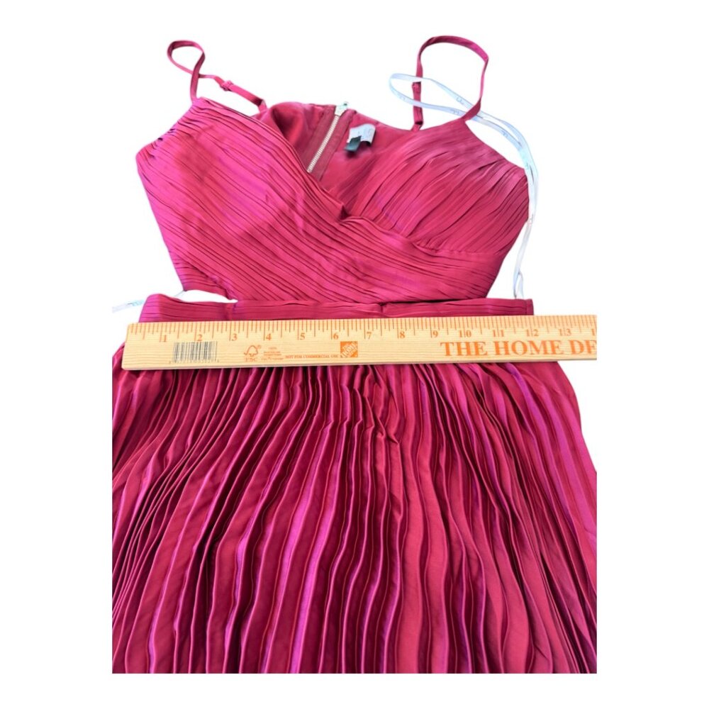 Lulu's Wine-Red Pleated Cutout Maxi Dress - Picture 7 of 10